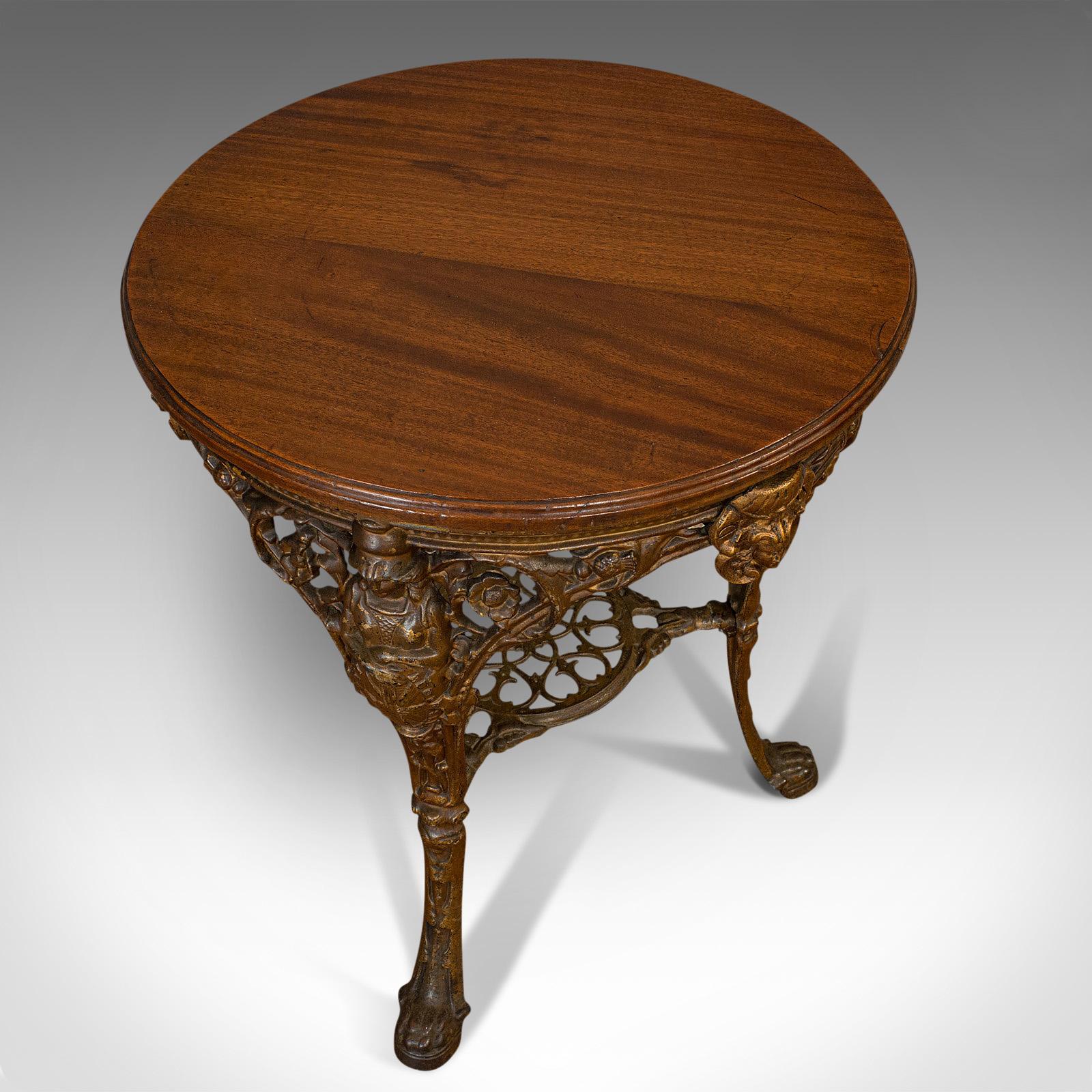 19th Century Antique Britannia Table, English, Mahogany, Outdoor, Garden, Biclam Foundry