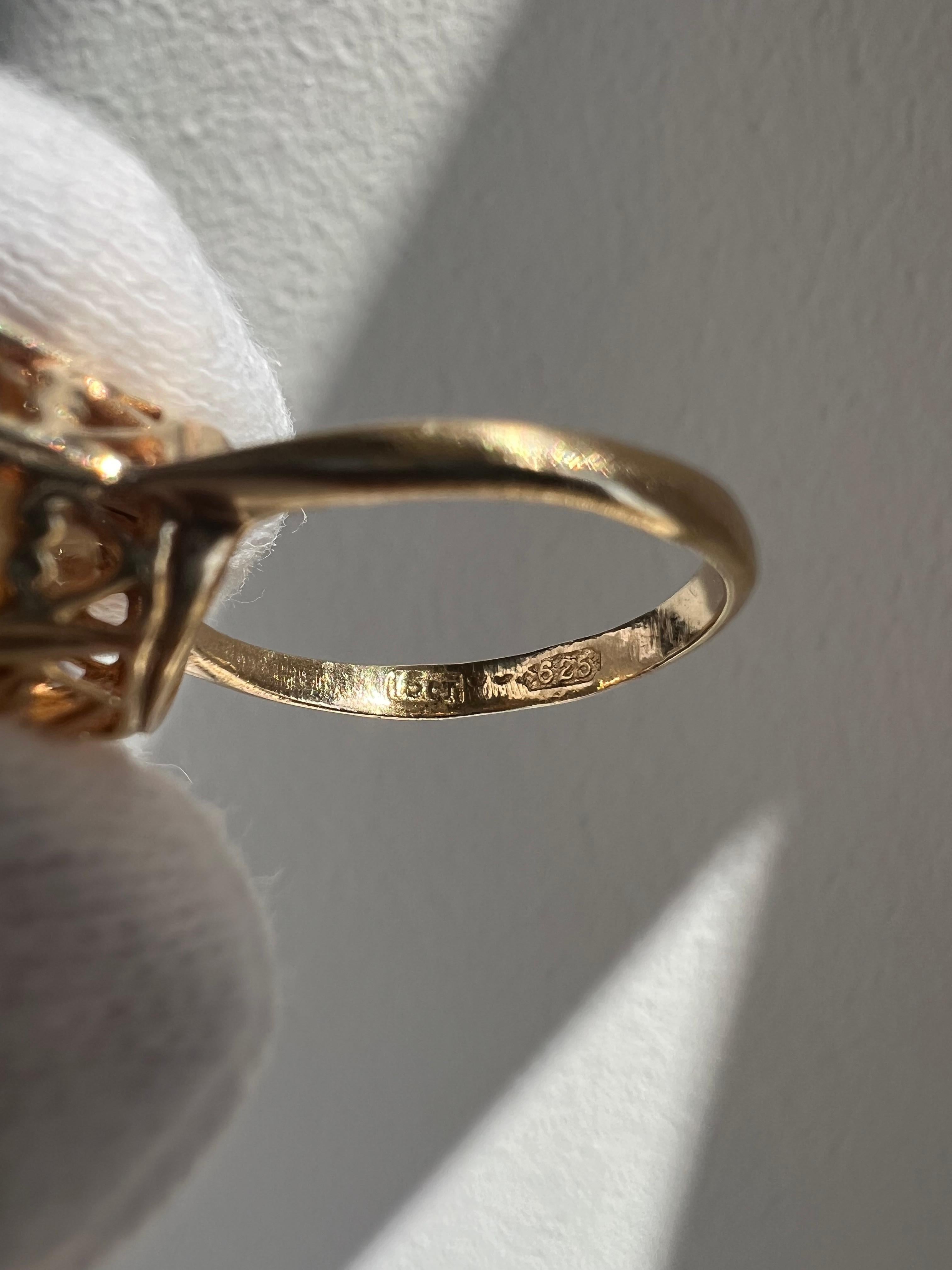 Antiker britischer Ring aus 8,5 Karat Citrin und 15 Karat Gold Damen