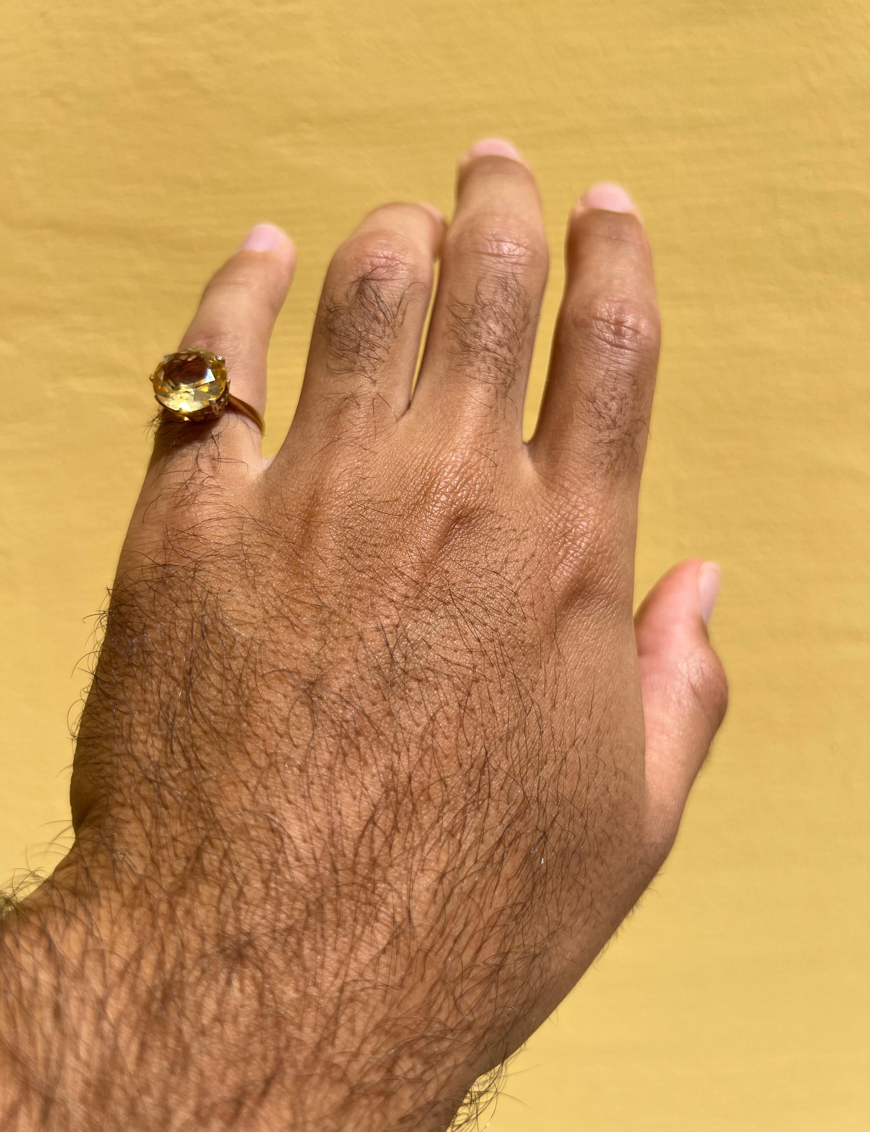 Antiker britischer Ring aus 8,5 Karat Citrin und 15 Karat Gold 2