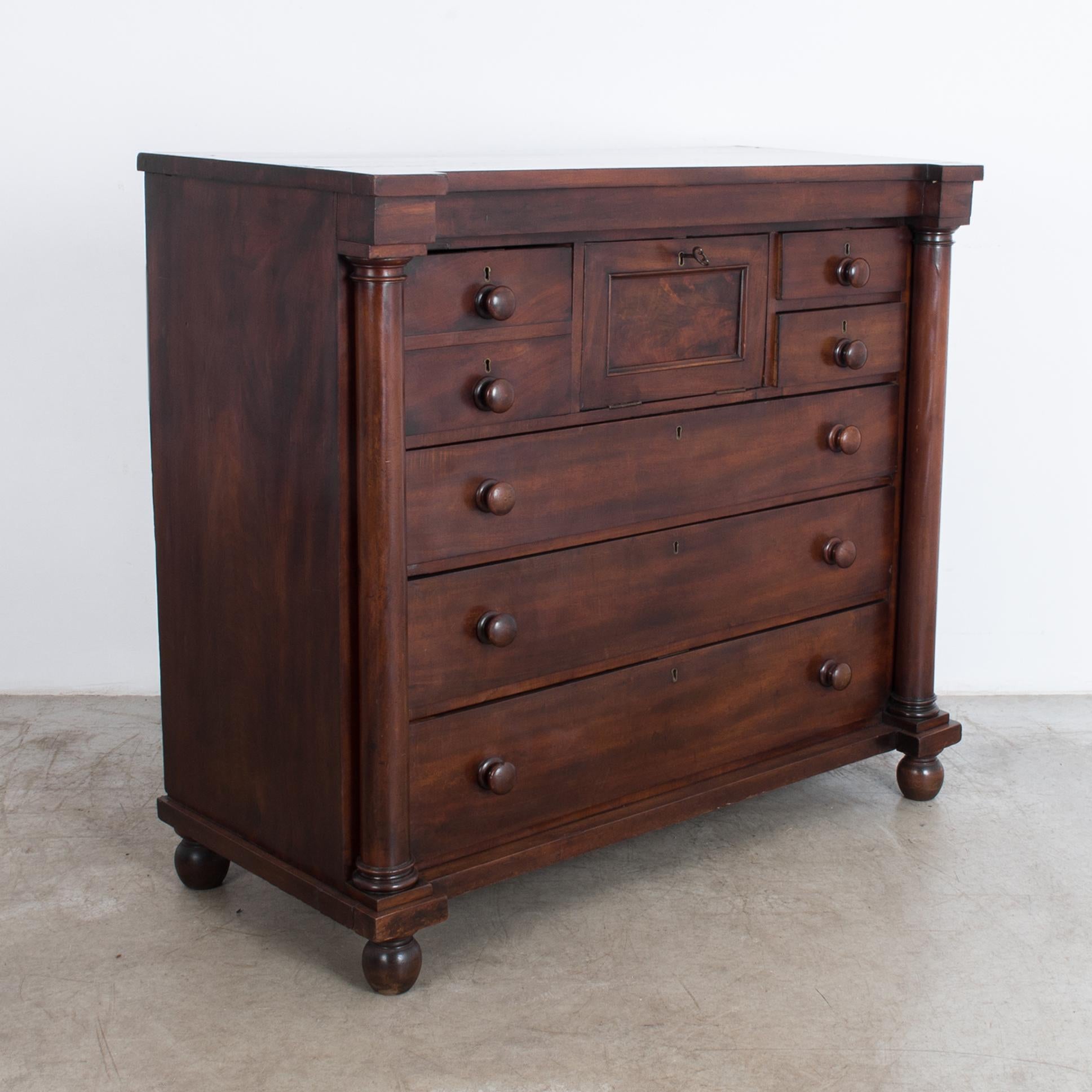 Antique British Chest of Drawers with Letter Compartment In Good Condition In High Point, NC