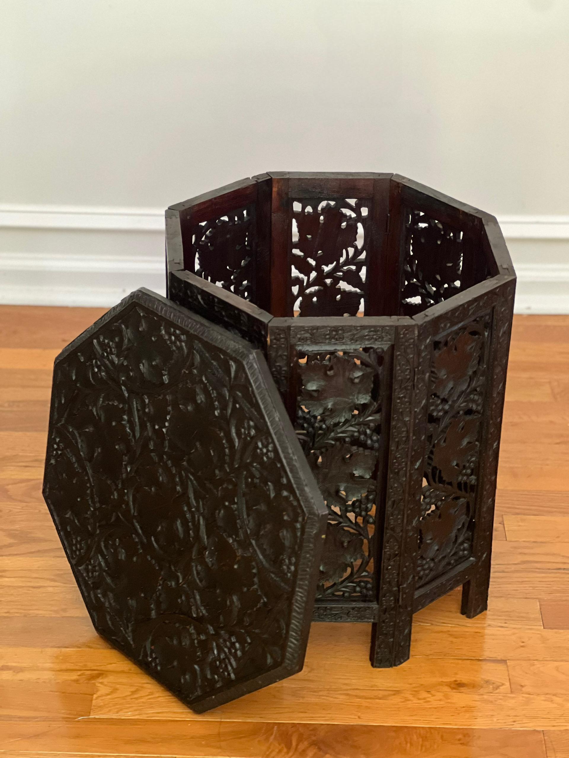 Antique British Colonial Anglo Indian Ebonized Octagonal Hardwood Side Table 4