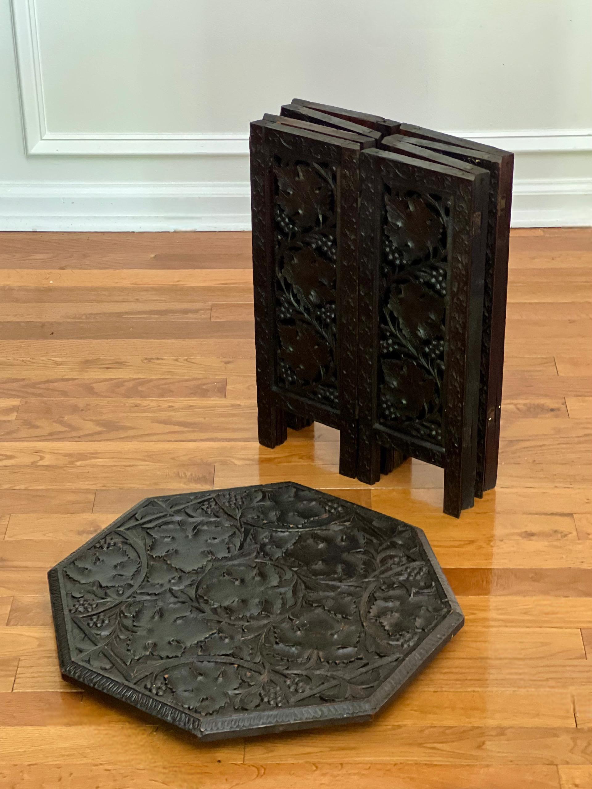 Antique British Colonial Anglo Indian Ebonized Octagonal Hardwood Side Table 5