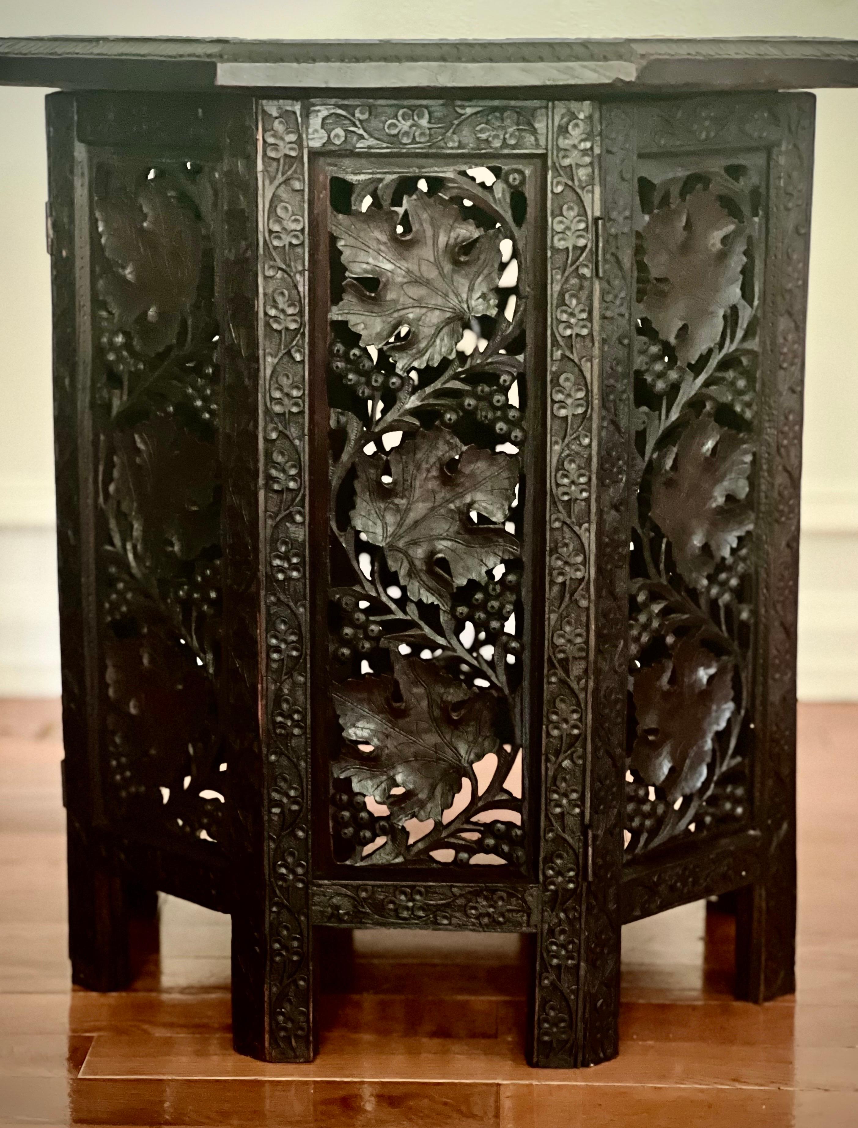 Antique British Colonial Anglo Indian Ebonized Octagonal Hardwood Side Table 3