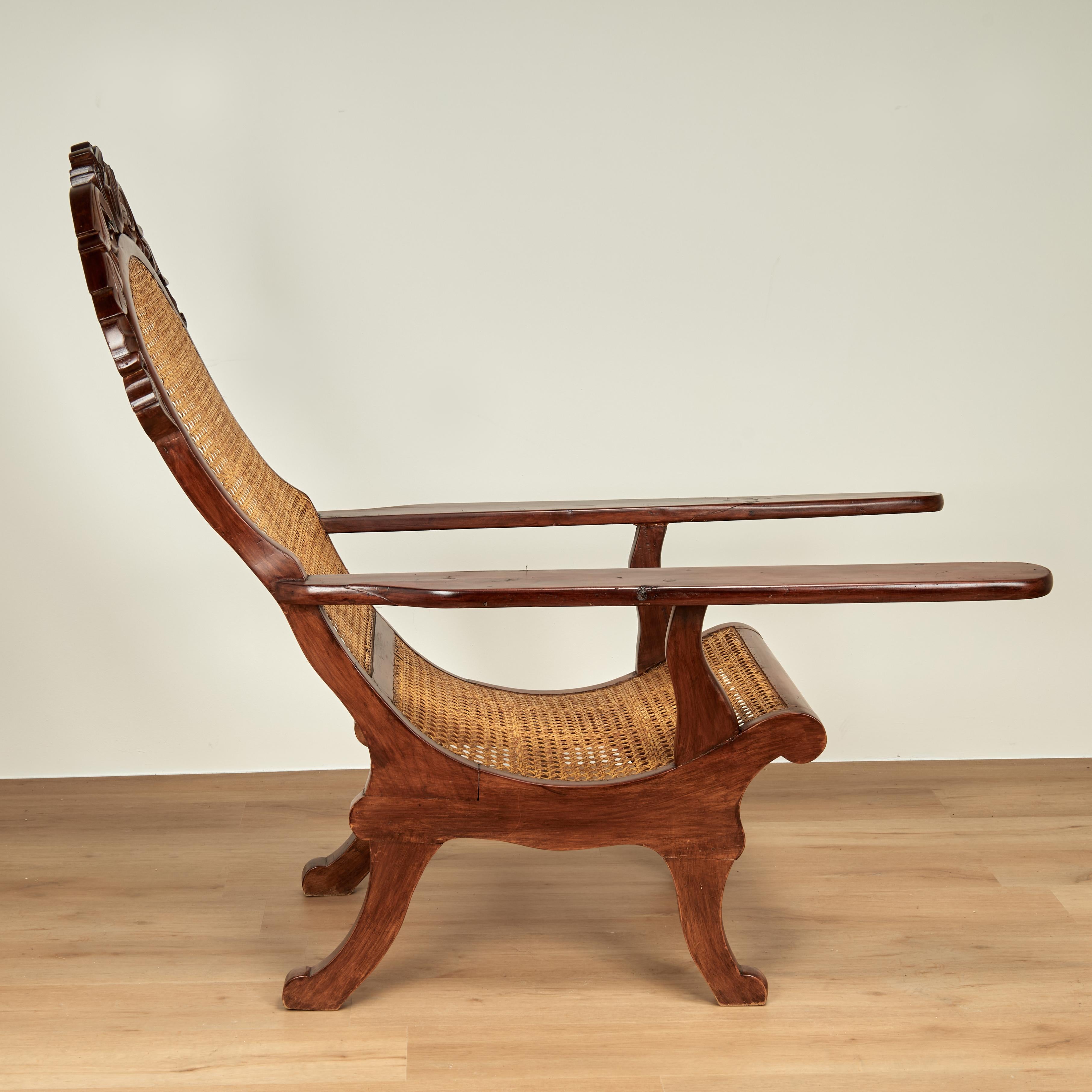 Hand-Crafted Antique British Colonial Anglo Indian Plantation Chair For Sale