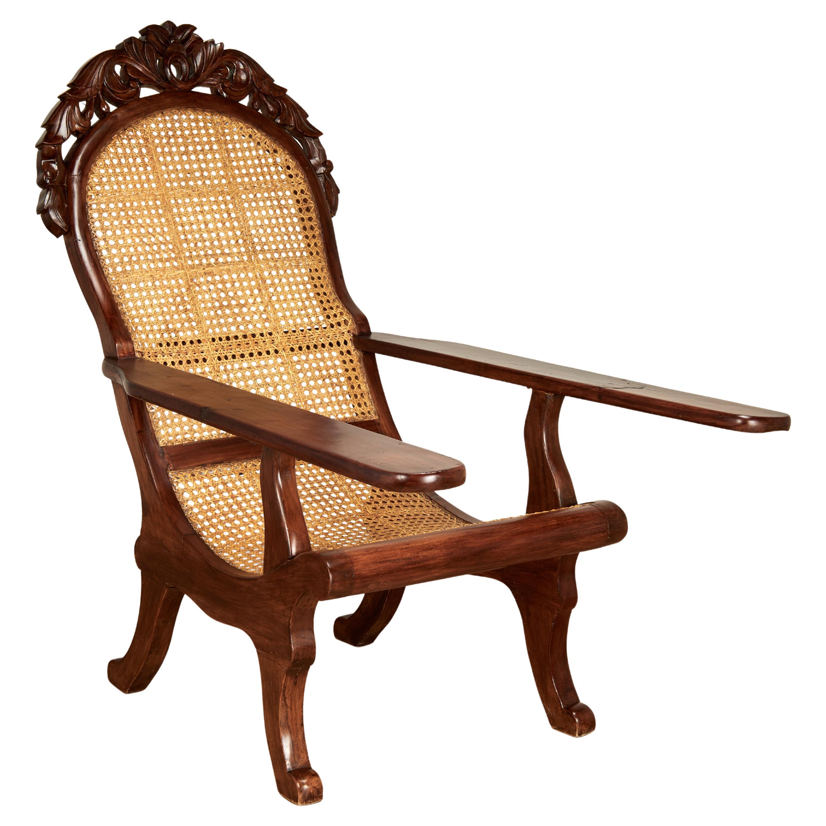 Antique British Colonial Anglo Indian Plantation Chair For Sale