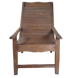 Antiker British Colonial Anglo Indian Teakholz Distressed Plantation Sessel