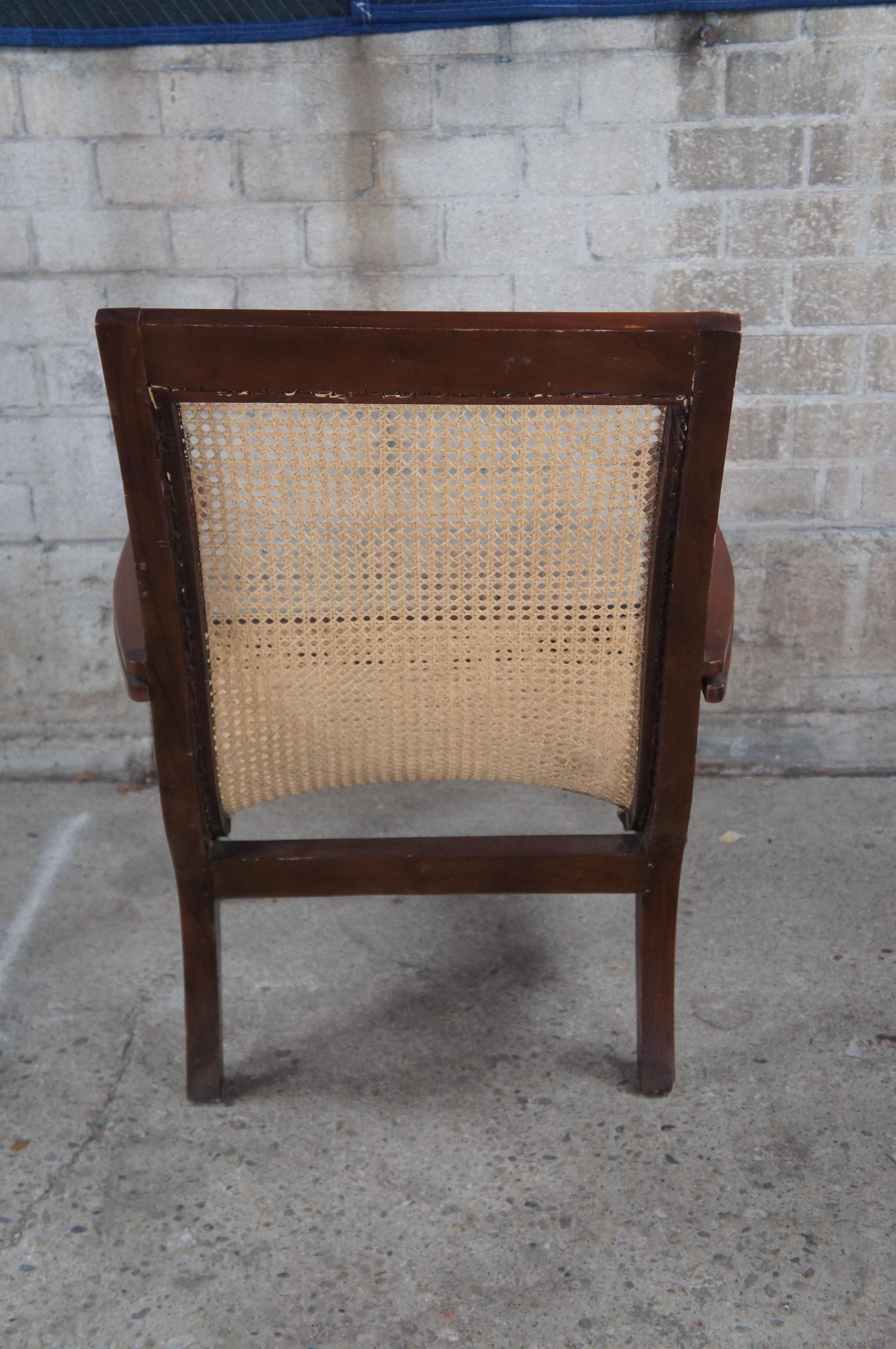 Antique British Colonial Anglo Indian Teak Extendable Arm Caned Plantation Chair 4
