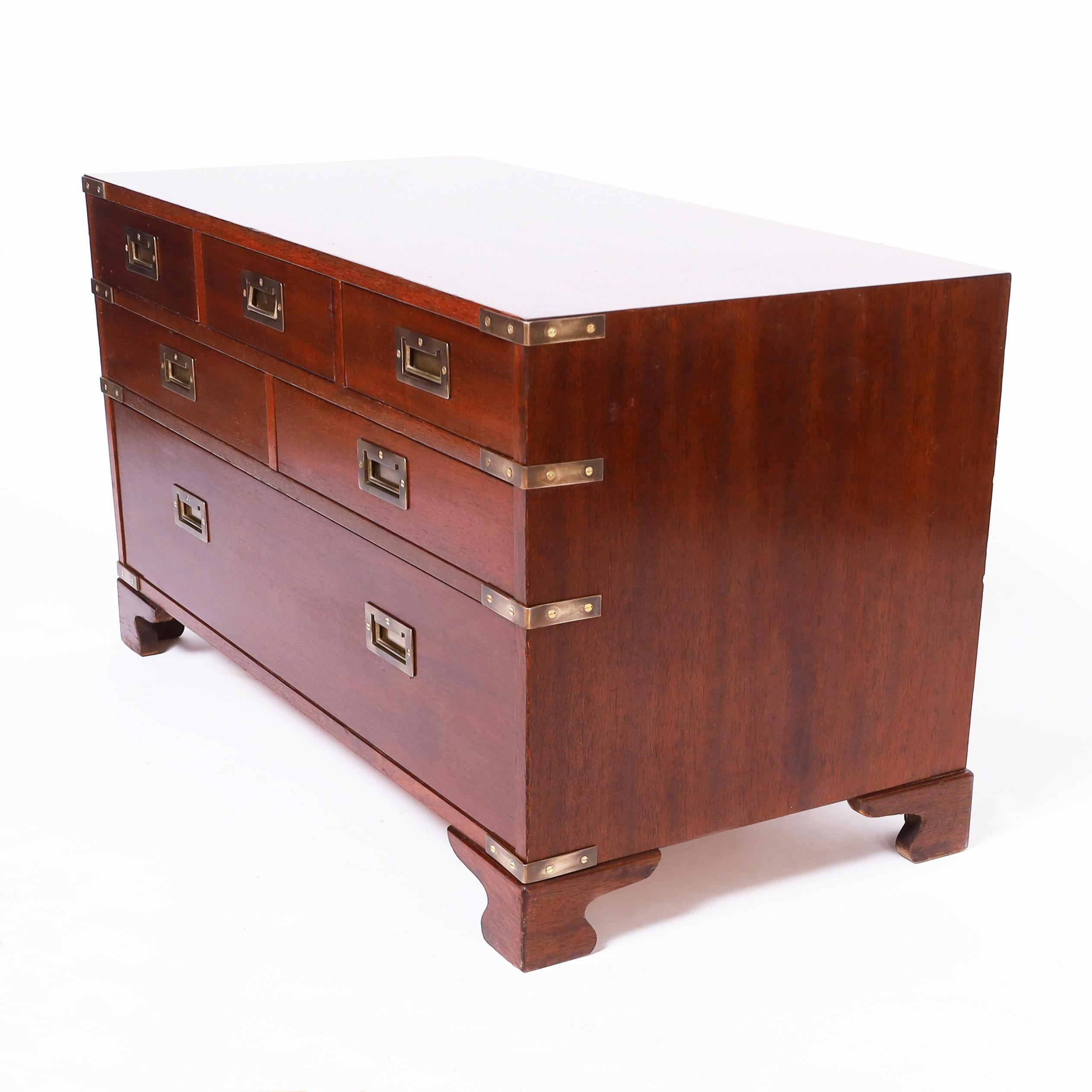 English Antique British Colonial Campaign Chest of Drawers For Sale