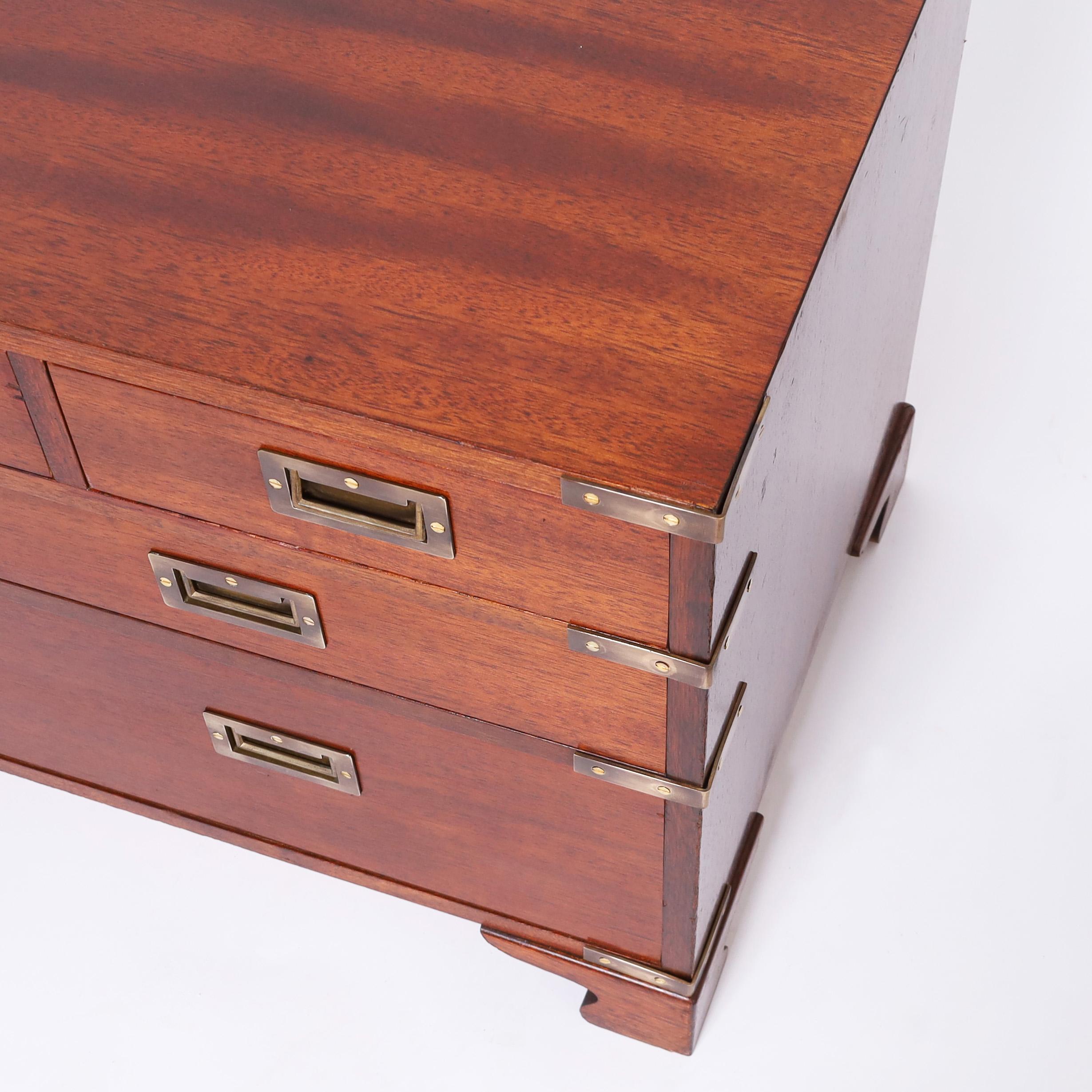 Antique British Colonial Campaign Chest of Drawers In Good Condition For Sale In Palm Beach, FL