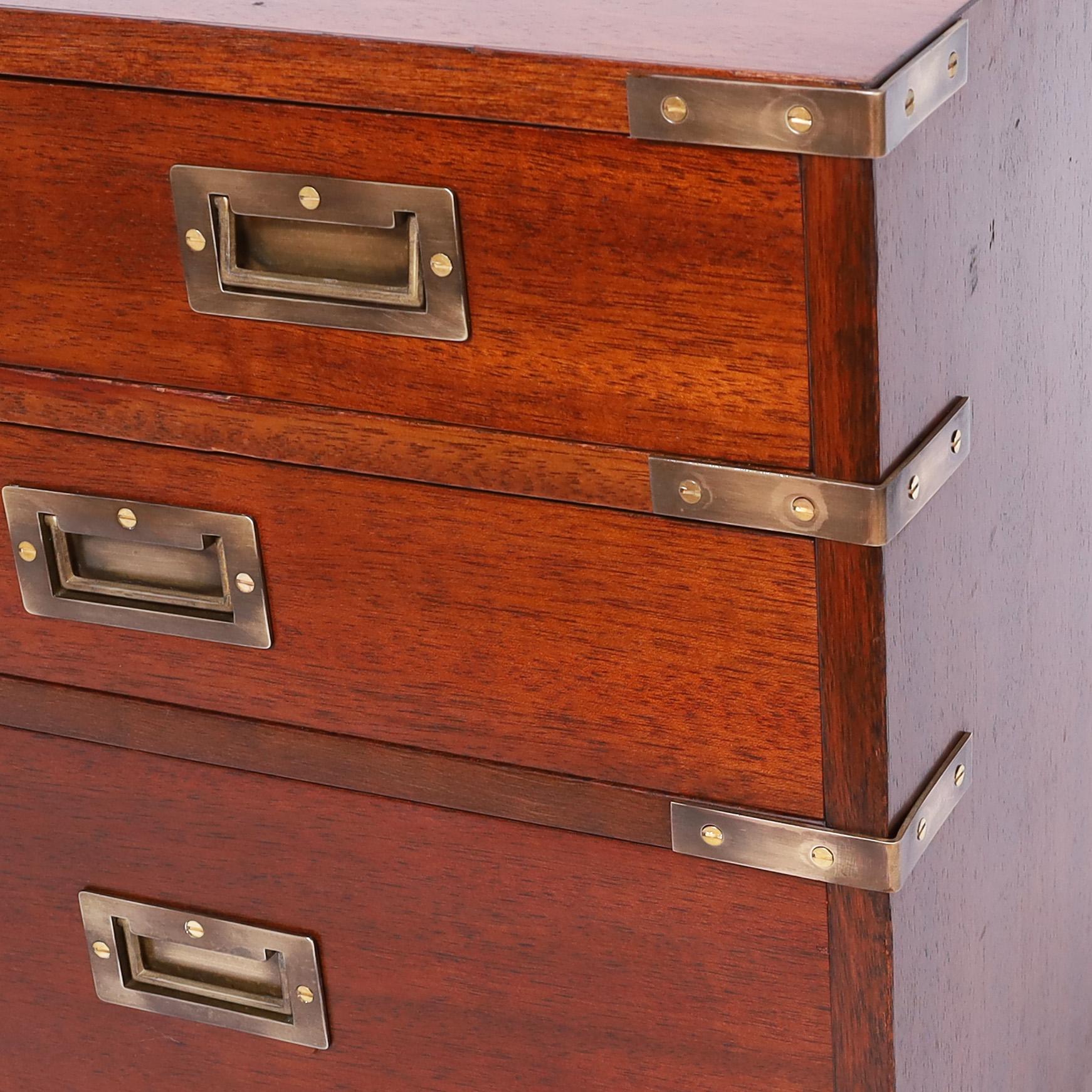 20th Century Antique British Colonial Campaign Chest of Drawers For Sale