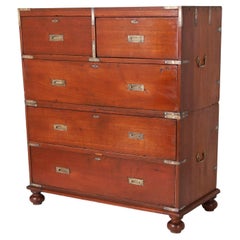 Antique British Colonial Campaign Chest of Drawers