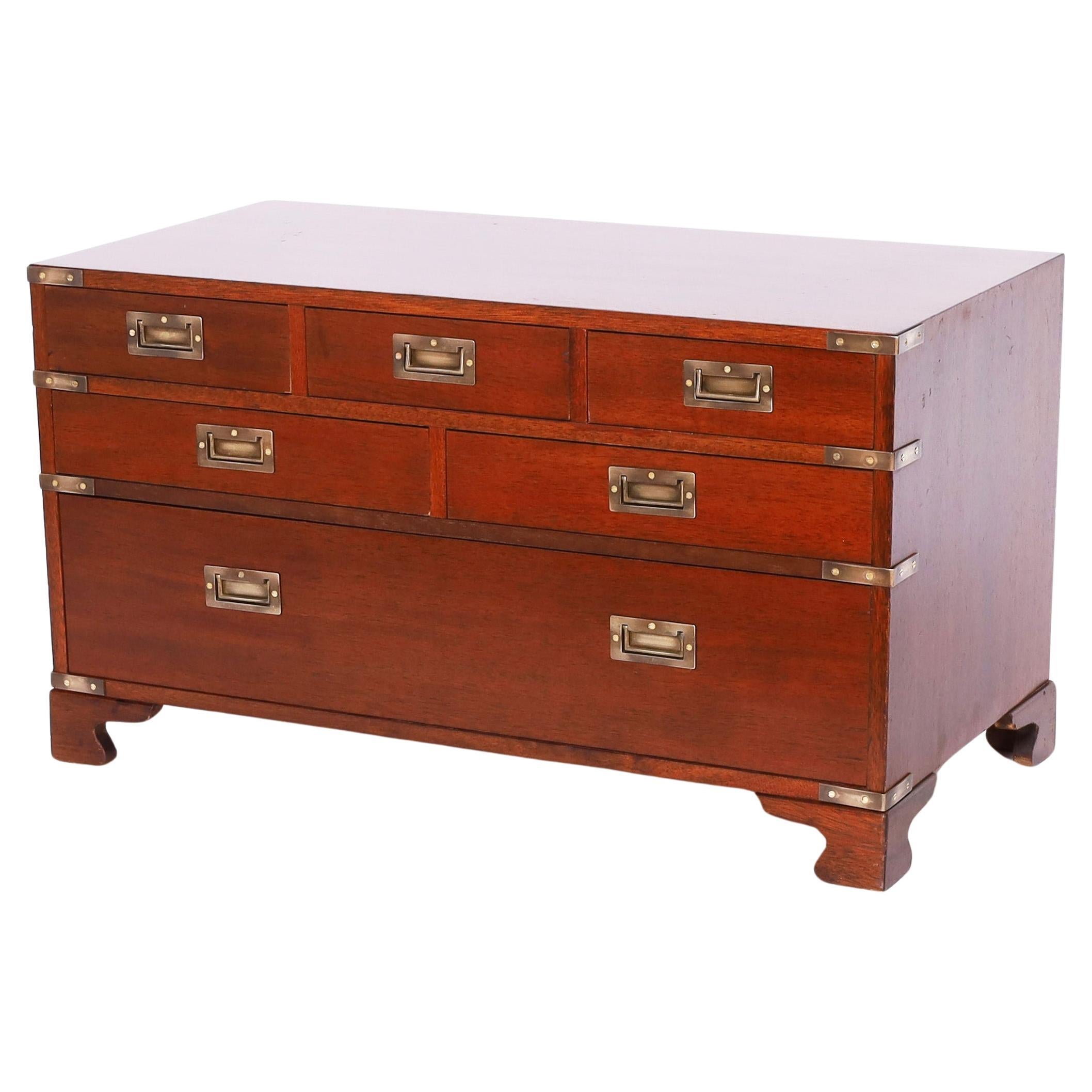 Antique British Colonial Campaign Chest of Drawers For Sale