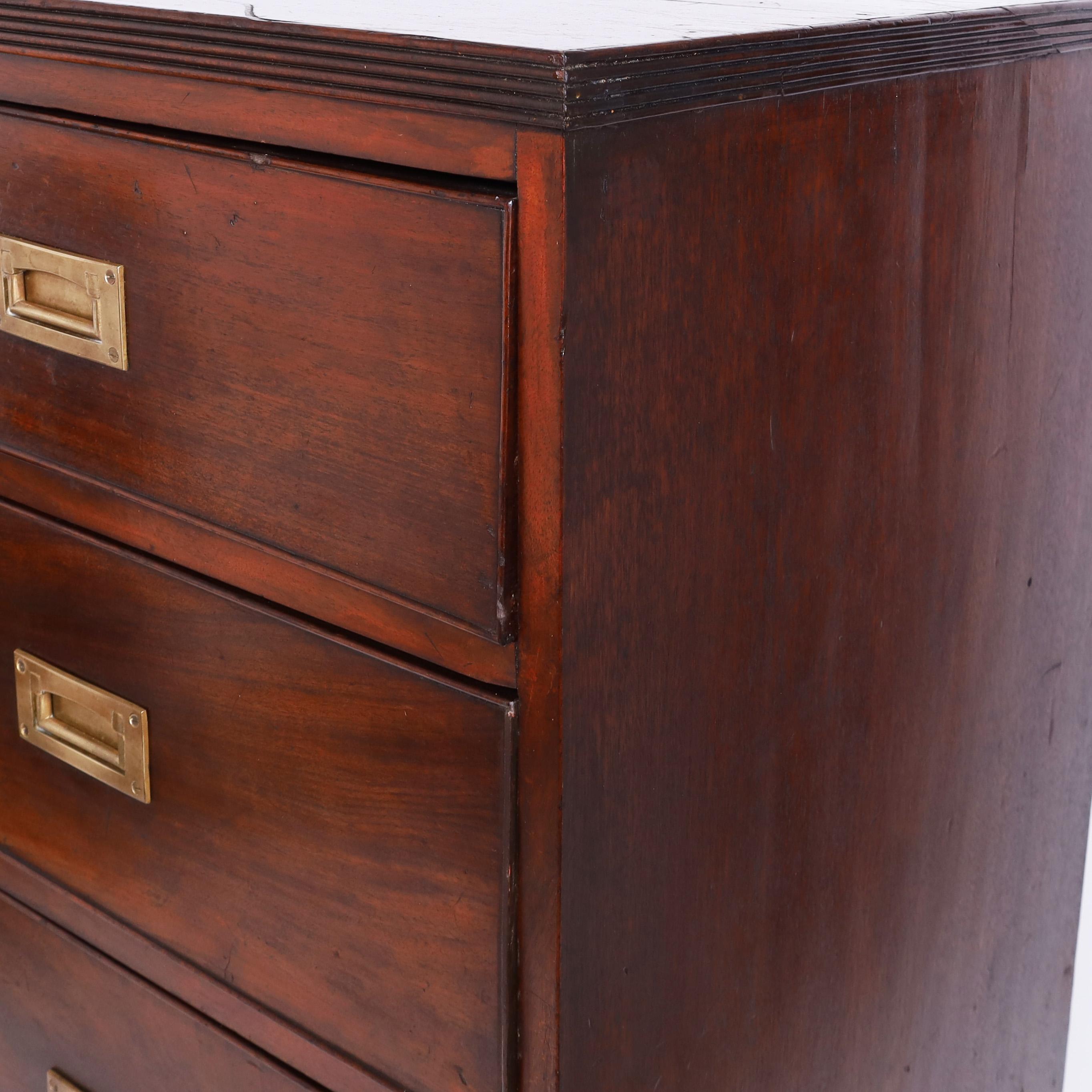 Antique British Colonial Campaign Chest on Cabinet In Good Condition For Sale In Palm Beach, FL