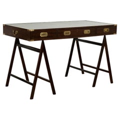 Antique British Colonial Campaign Sawhorse Desk