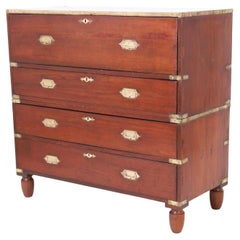 Antique British Colonial Campaign Secretary Chest of Drawers