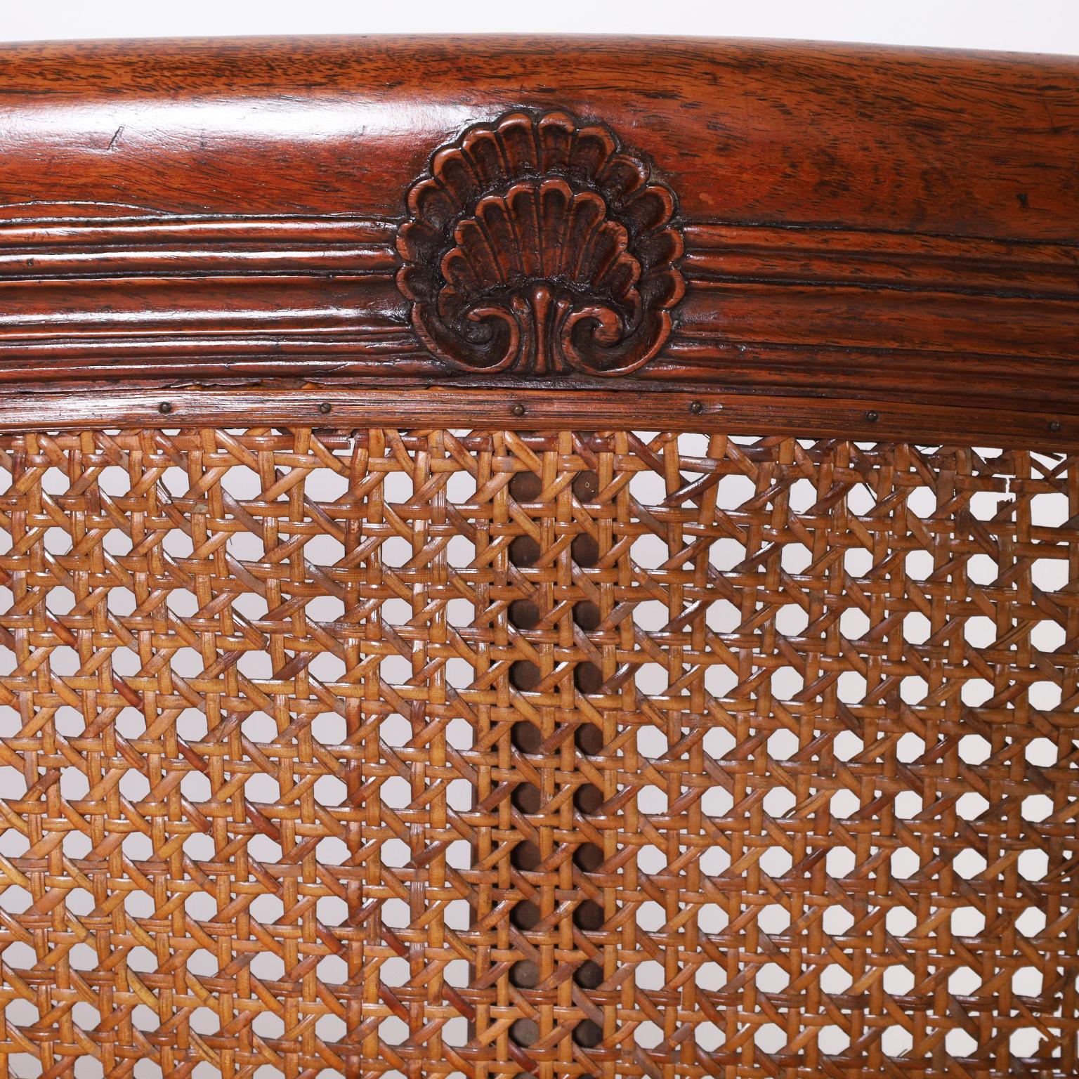 Antique British Colonial Caned and Carved Settee or Love Seat In Good Condition In Palm Beach, FL