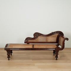 Antique British Colonial Caned Chaise Lounge
