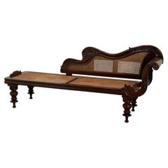 Antique British Colonial Caned Chaise Lounge