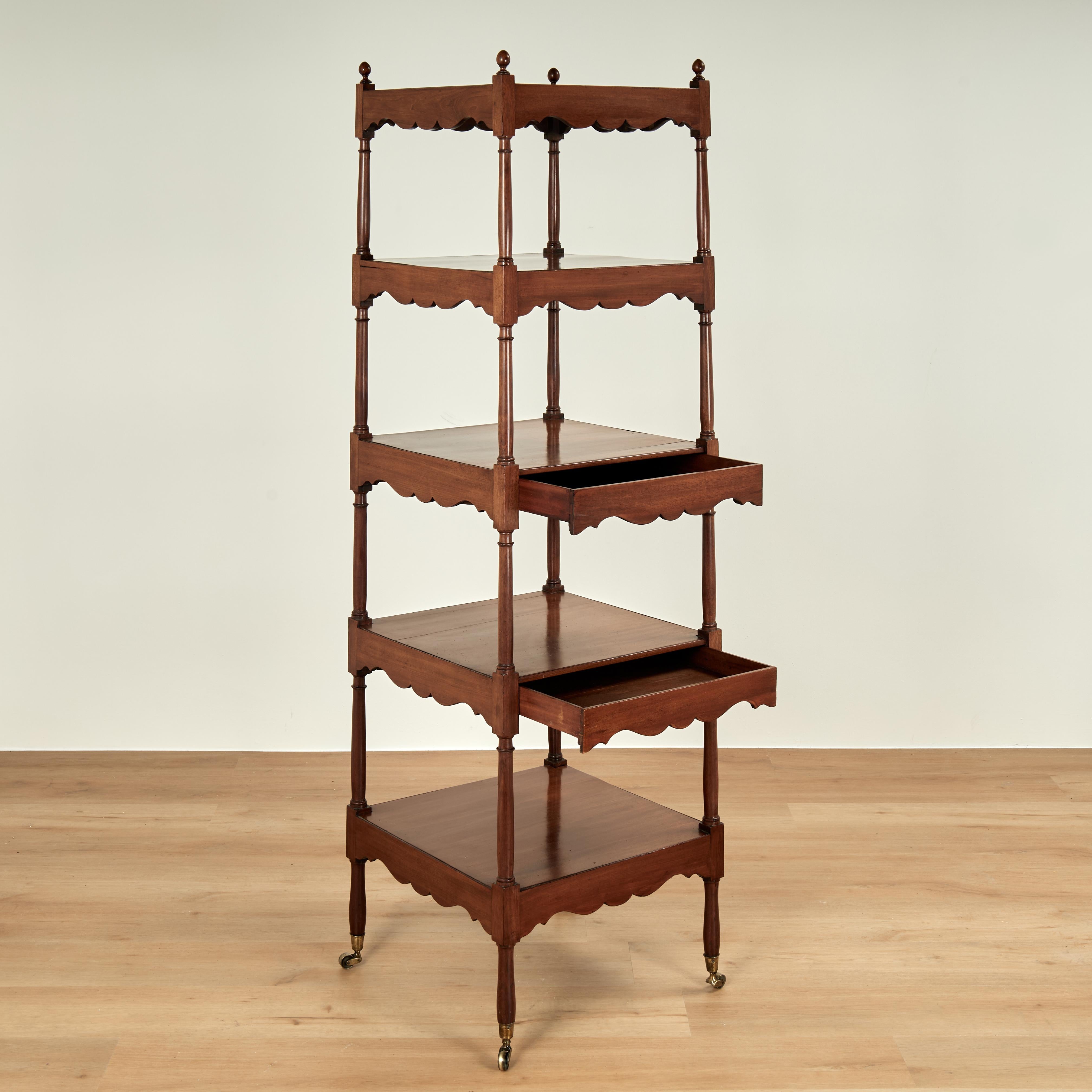 William IV Etagère à cinq niveaux Antique British Colonial en vente