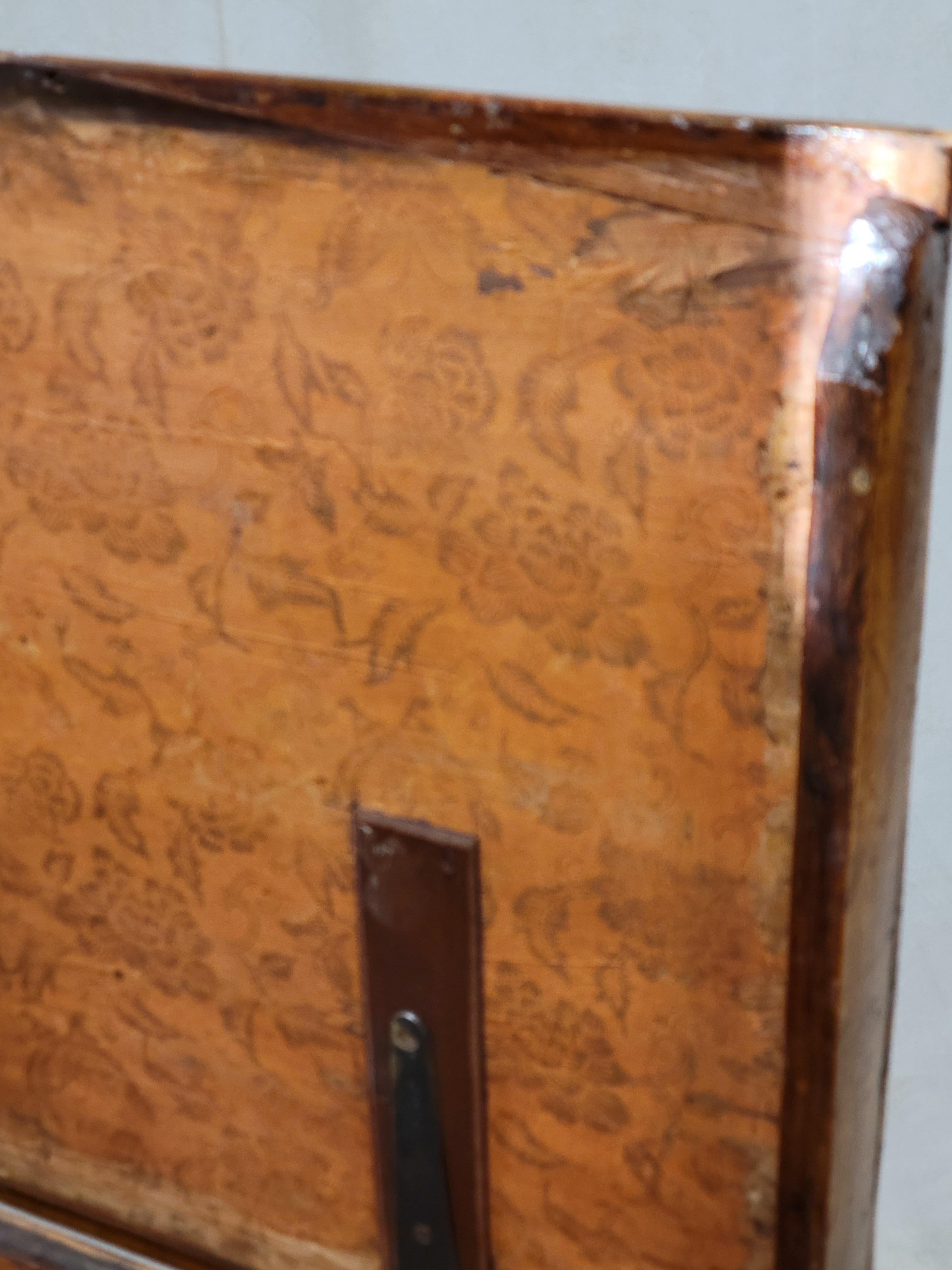 Antico baule da viaggio British Colonial in legno duro e ottone Monogramed in vendita 4