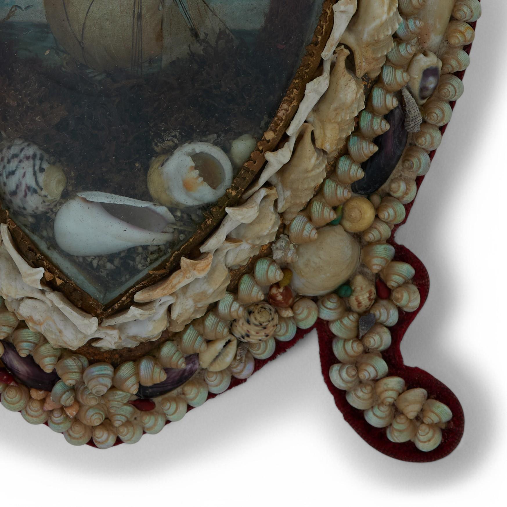 19th Century Antique British Colonial Heart Form Sailors Valentine For Sale