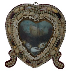 Antique British Colonial Heart Form Sailors Valentine