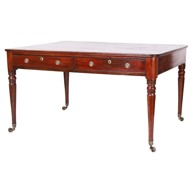Antique British Colonial Leather Top Partners Desk For Sale at 1stDibs