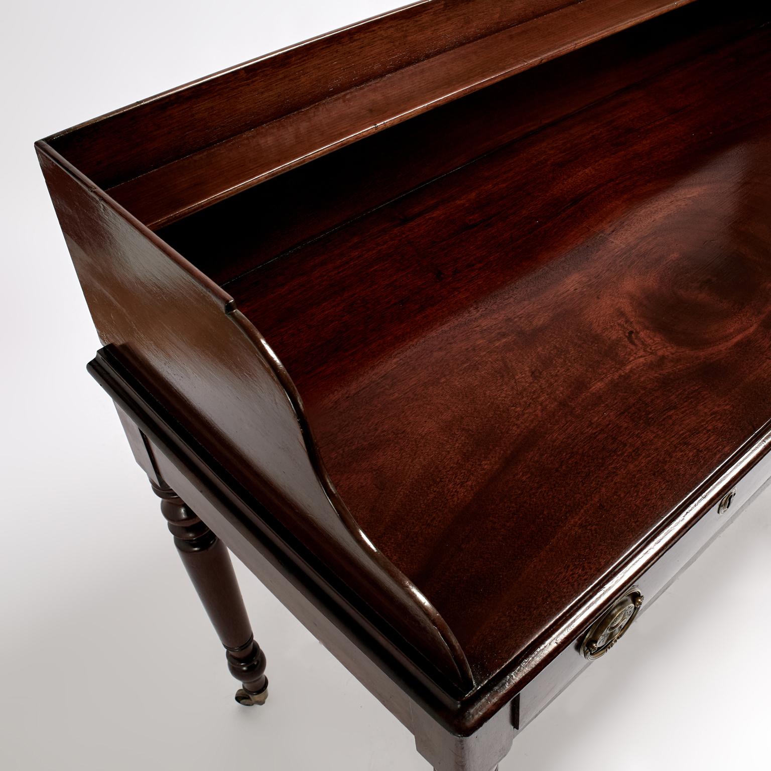 Brass Antique British Colonial Mahogany Server For Sale