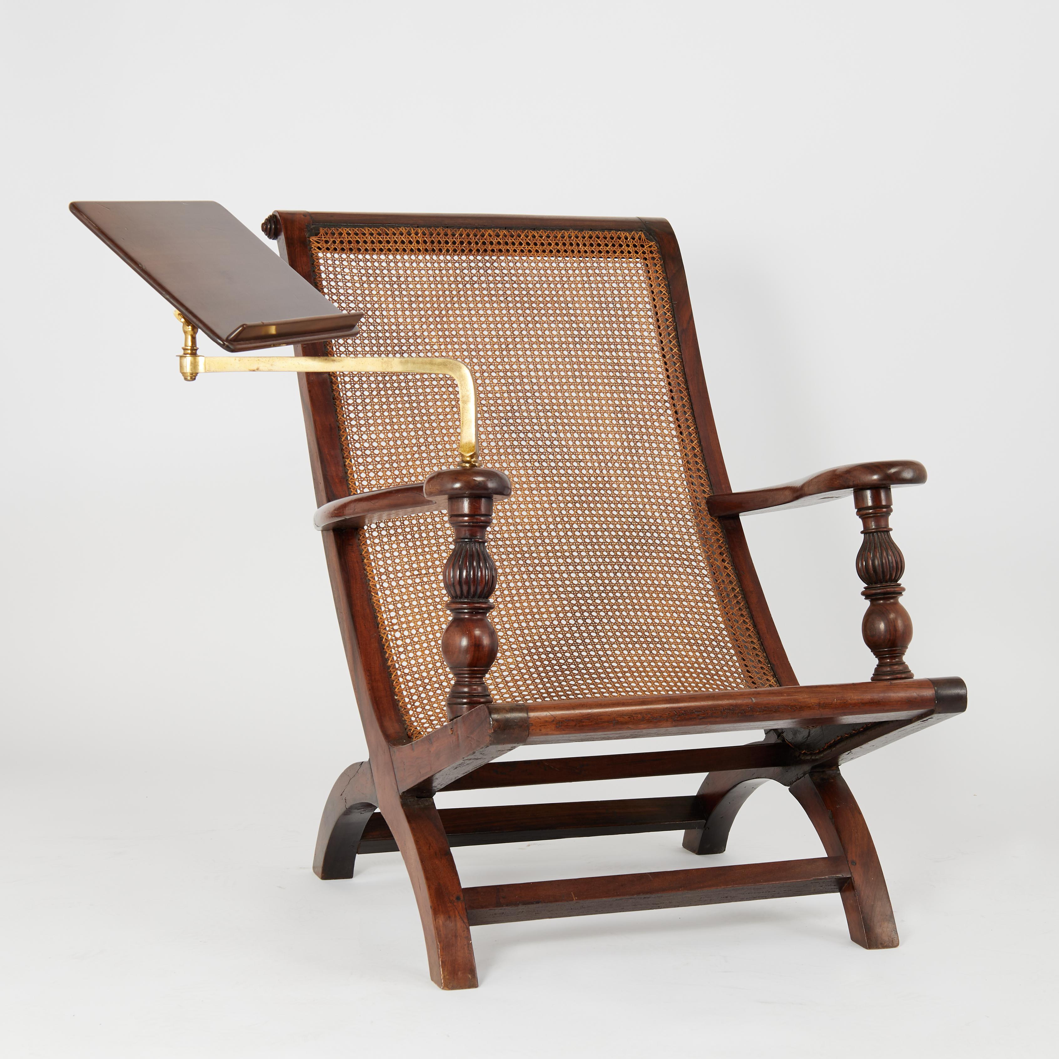 English Antique British Colonial Plantation Chair with Book Stand