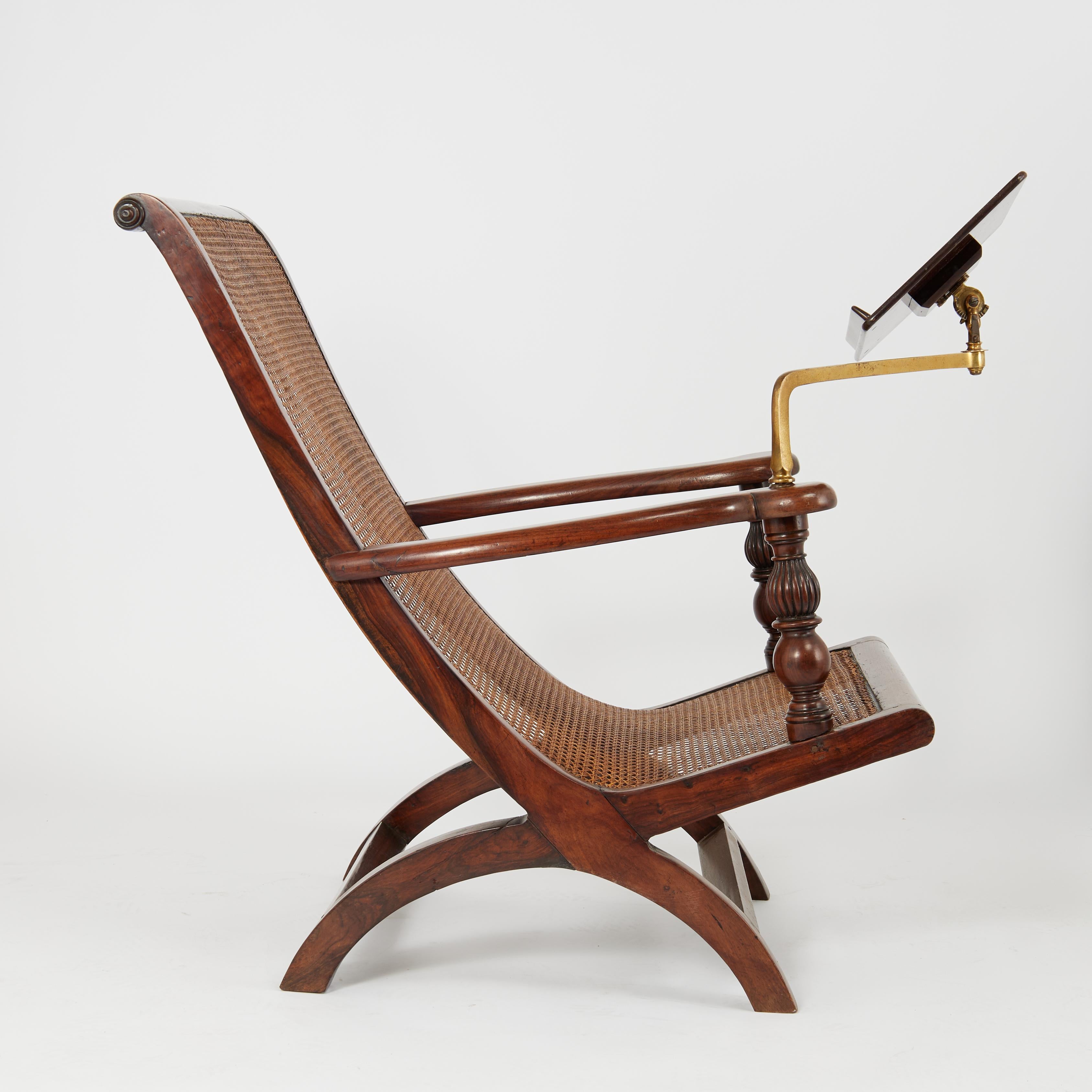Antique British Colonial Plantation Chair with Book Stand In Good Condition In Palm Beach, FL