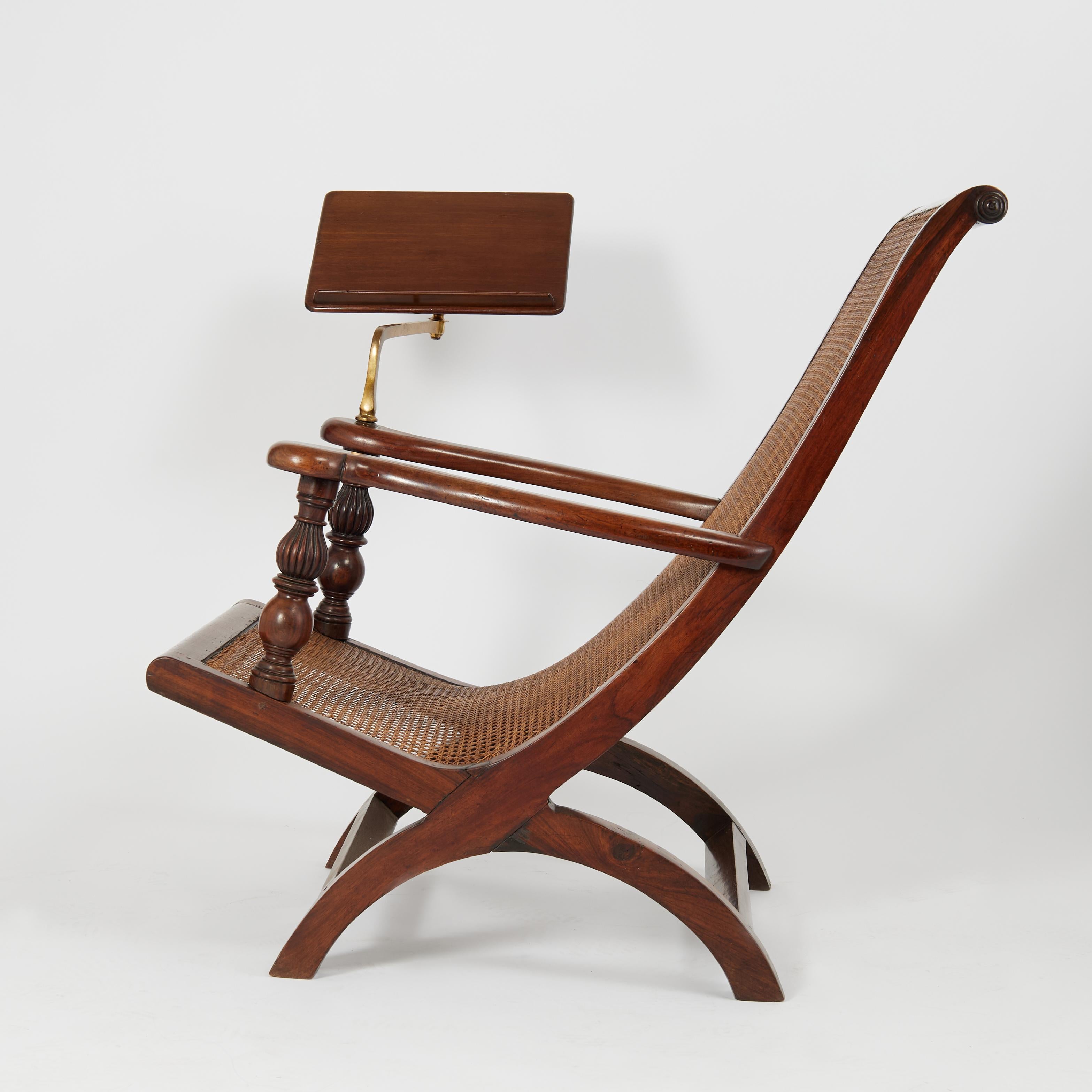 19th Century Antique British Colonial Plantation Chair with Book Stand