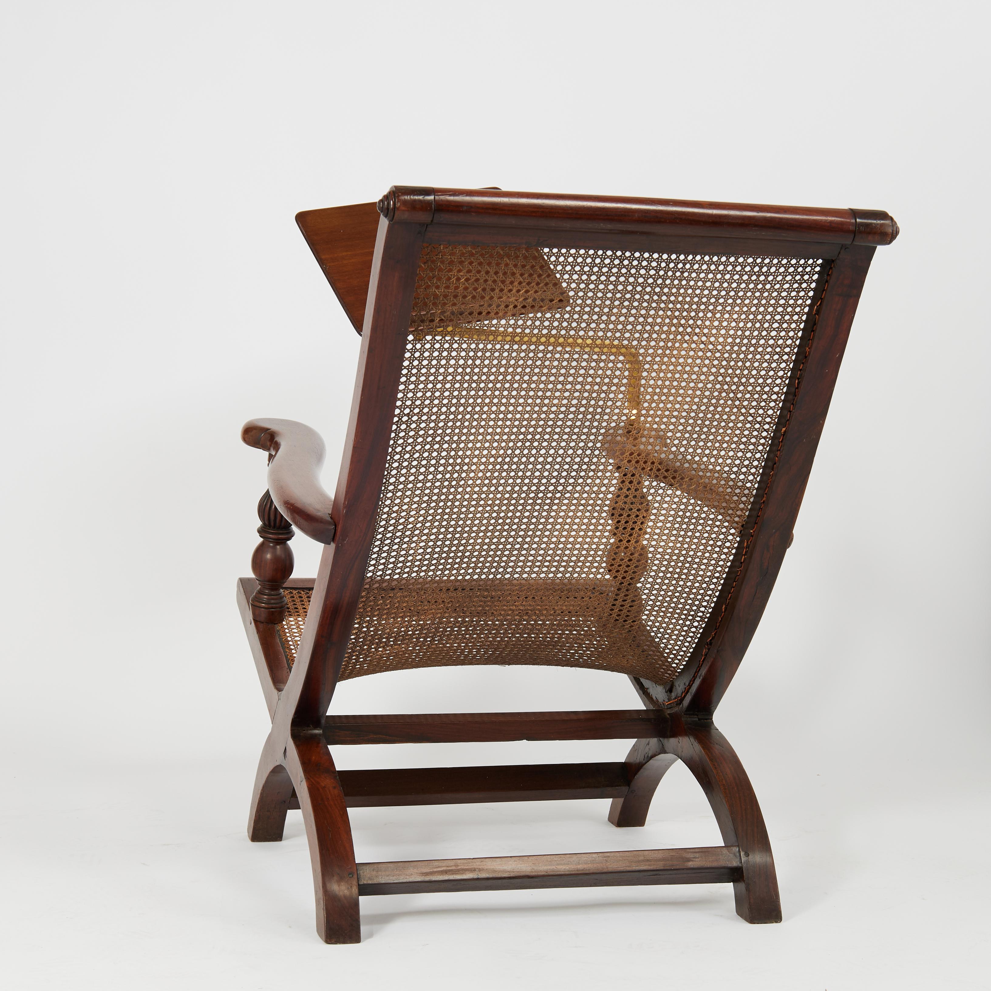 Brass Antique British Colonial Plantation Chair with Book Stand