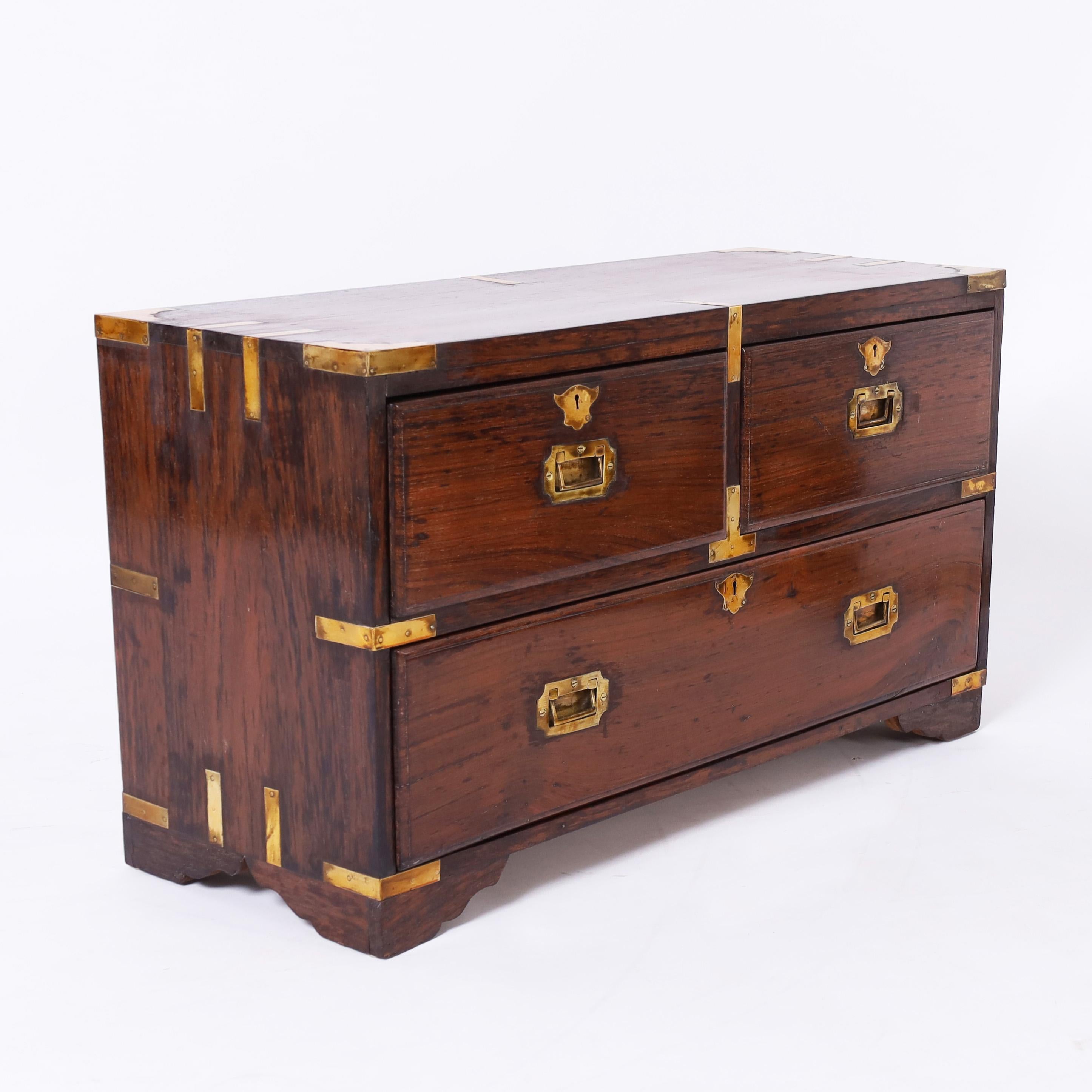 English Antique British Colonial Rosewood Campaign Chest