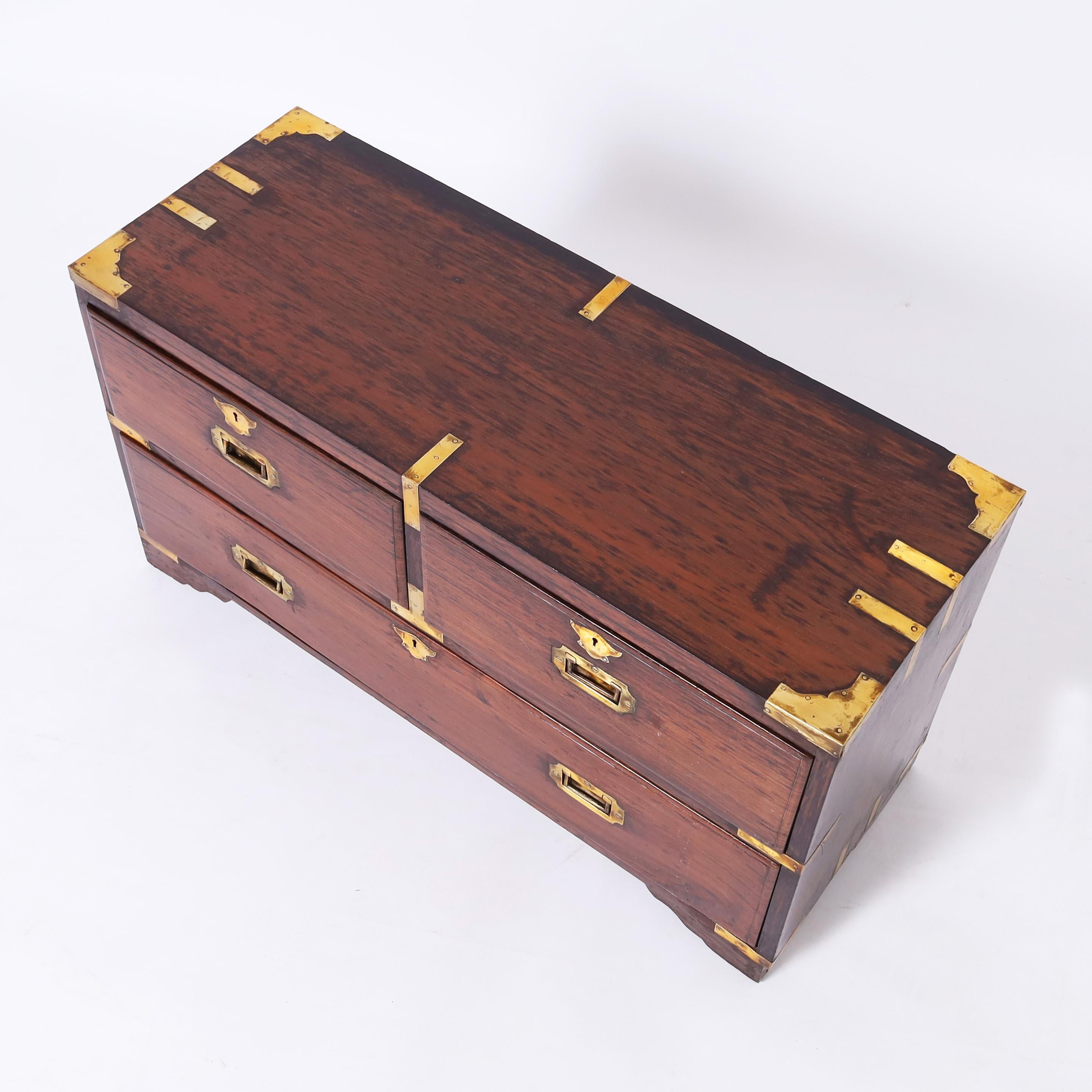 Antique British Colonial Rosewood Campaign Chest In Good Condition In Palm Beach, FL