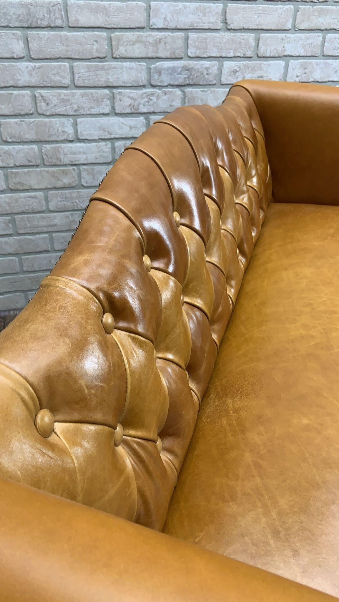 Antique British Colonial Settee Newly Upholstered in Cognac Leather In Good Condition For Sale In Chicago, IL