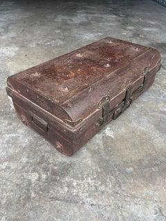 Antique British Colonial Steel Cabin Trunk with Original Patina, 1900s