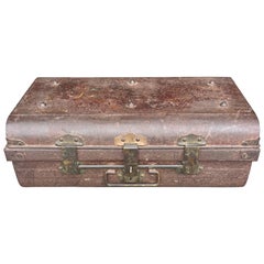 Antique British Colonial Steel Cabin Trunk with Original Patina, 1900s