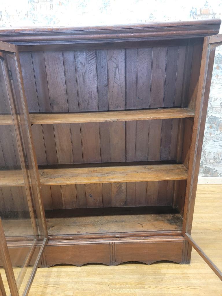 Chinese Export Antique Shanxi Province Teak and Glass Display Cabinet/Bookcase For Sale