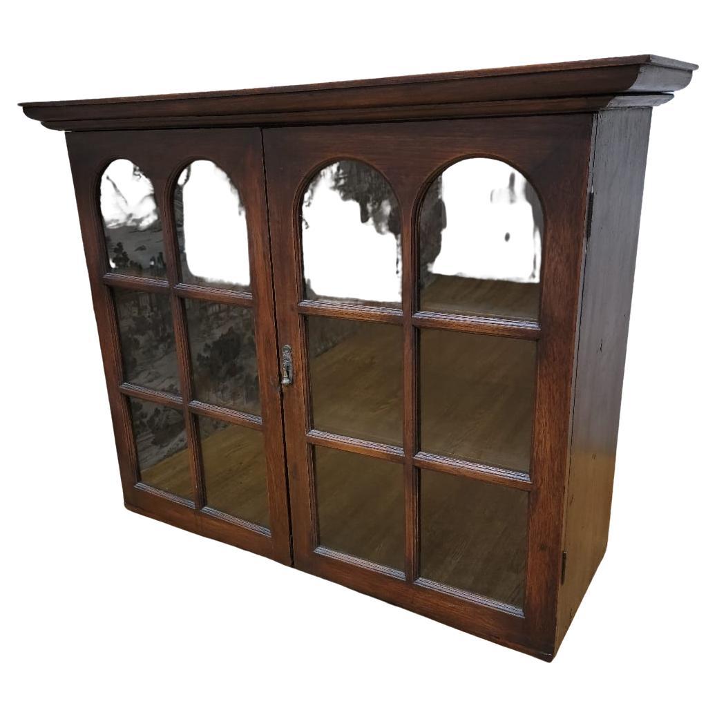 Antique Thai British Colonial Teak and Glass Display Cabinet/Bookcase For Sale