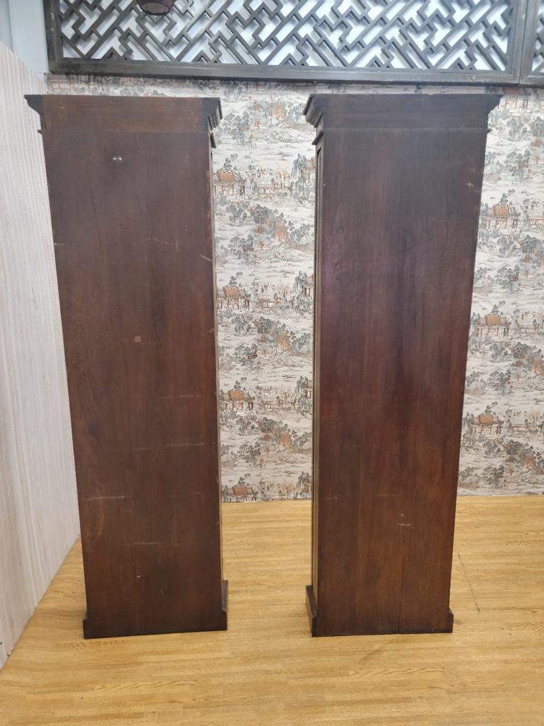 Antique Thai British Colonial Teak and Glass Display Cabinet - Pair In Good Condition For Sale In Chicago, IL
