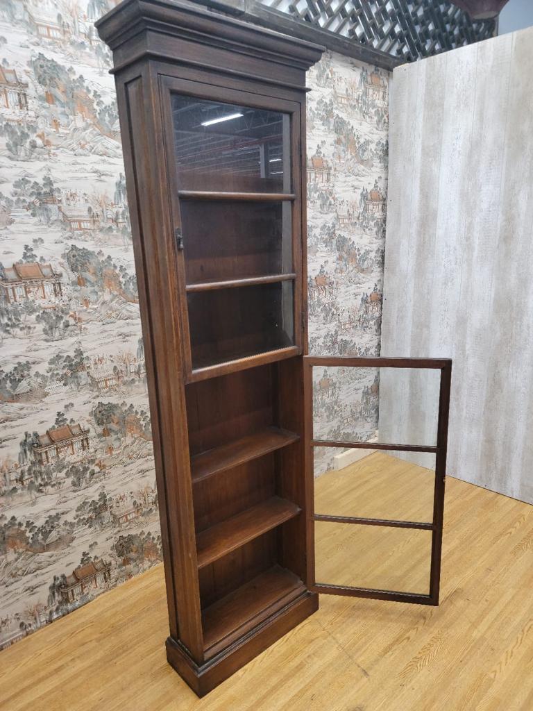 Early 20th Century Antique Thai British Colonial Teak and Glass Display Cabinet - Pair For Sale