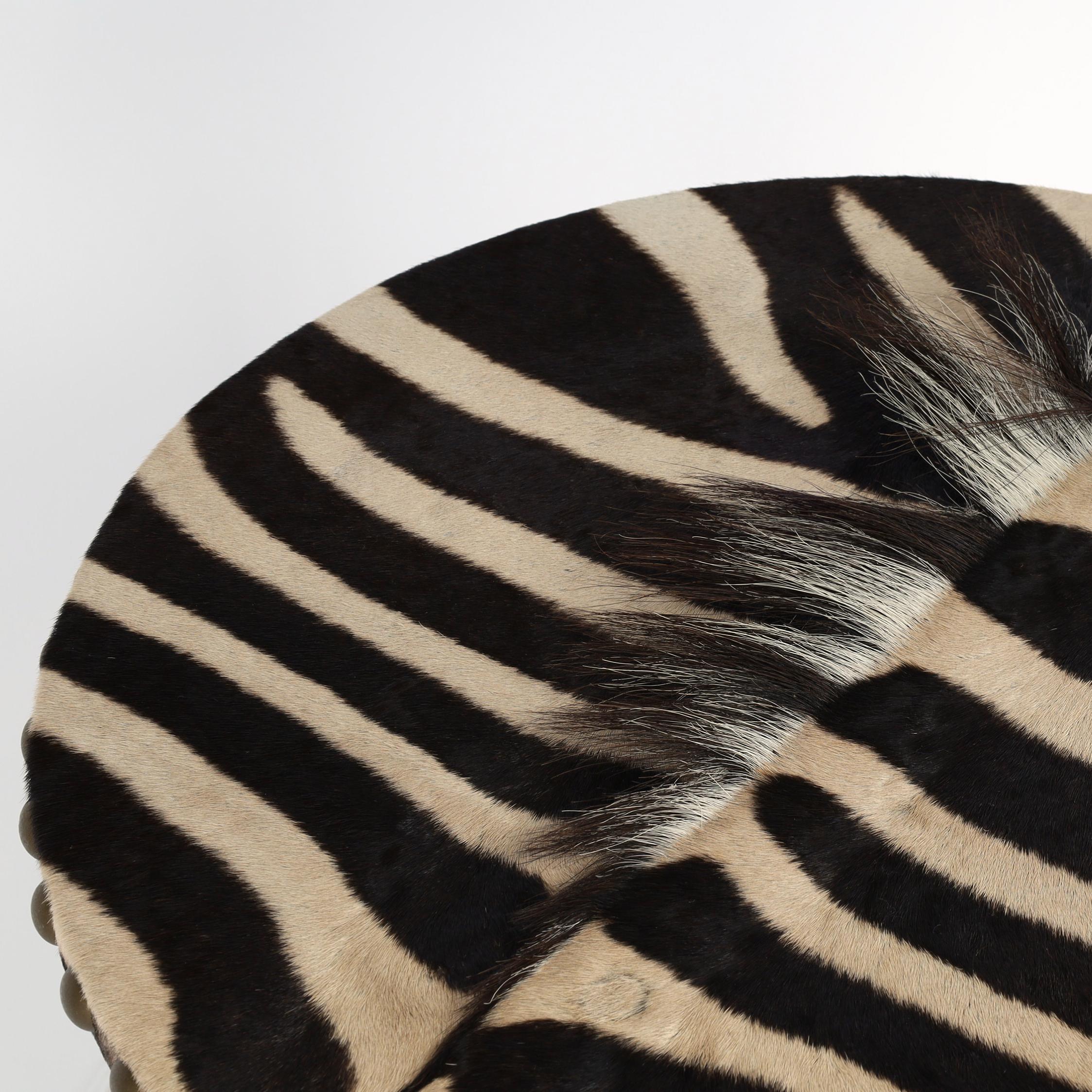 Zebra Hide Antique British Colonial Victorian Zebra Top Safari Table