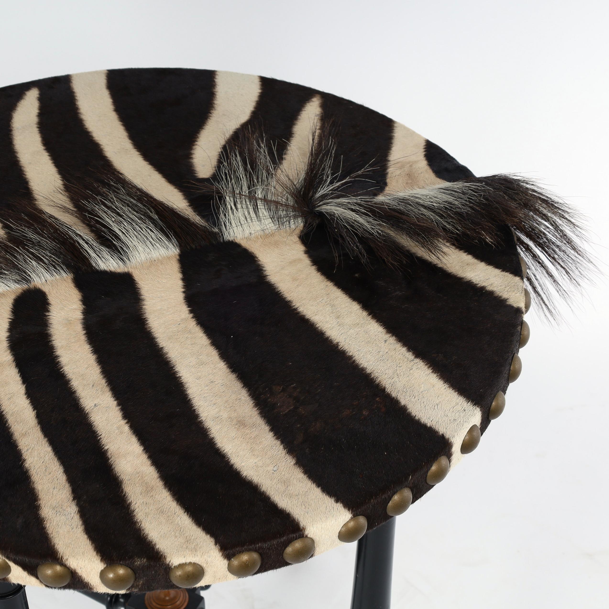 Antique British Colonial Victorian Zebra Top Safari Table 1