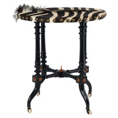 Antique British Colonial Victorian Zebra Top Safari Table