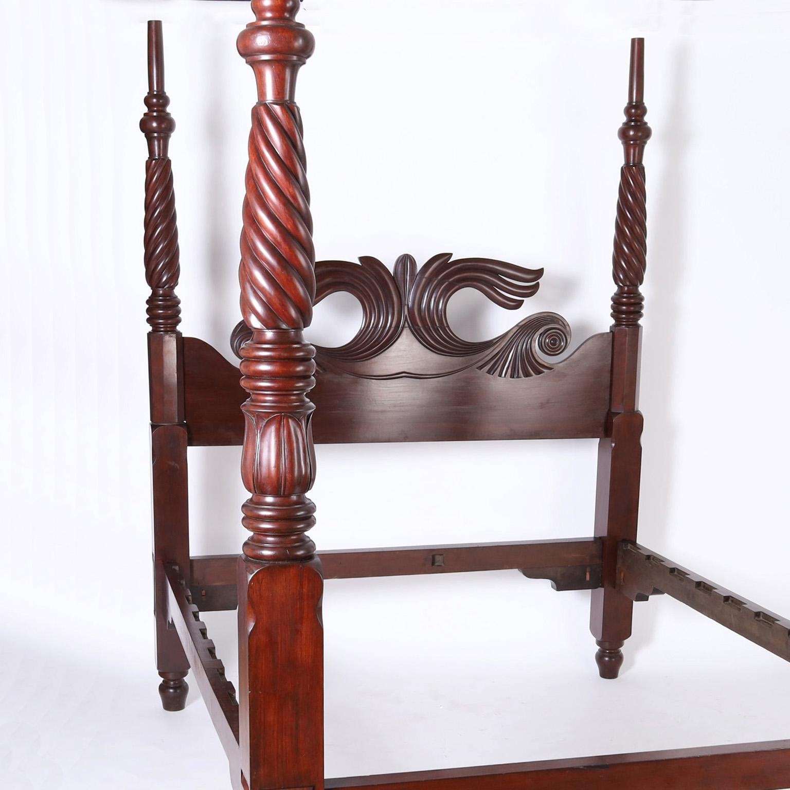 Caribbean Antique British Colonial West Indies Rosewood Queen Poster Bed