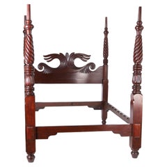Antique British Colonial West Indies Rosewood Queen Poster Bed