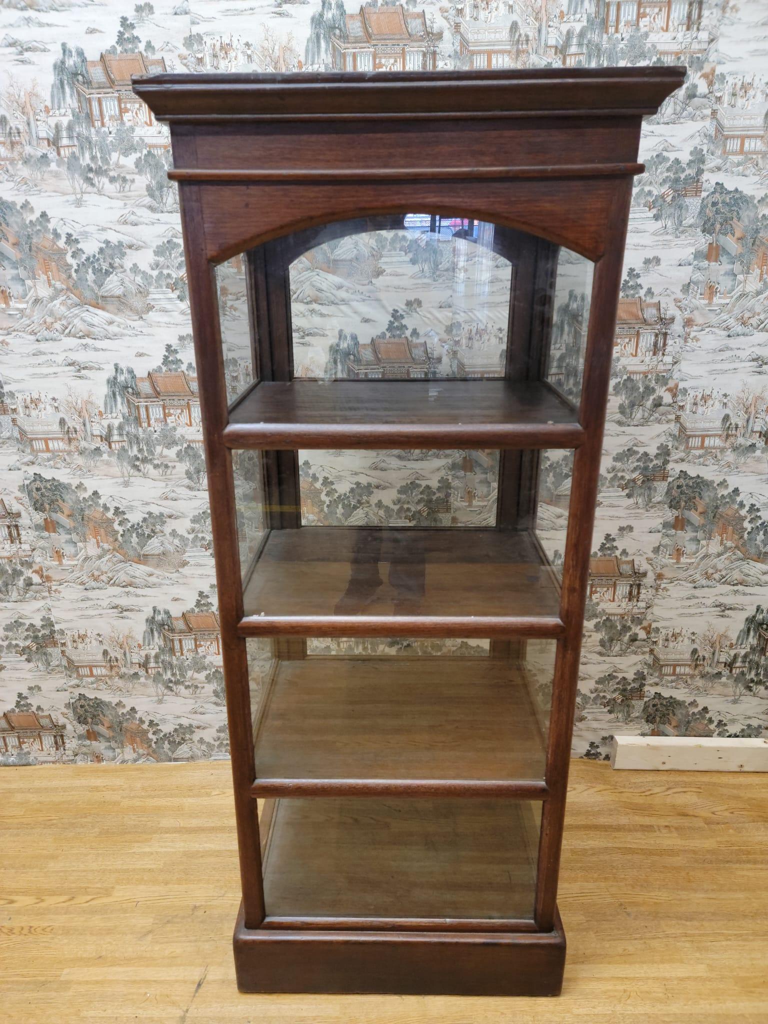 Antique Thai British Colonial Wood and Glass Display Case 5