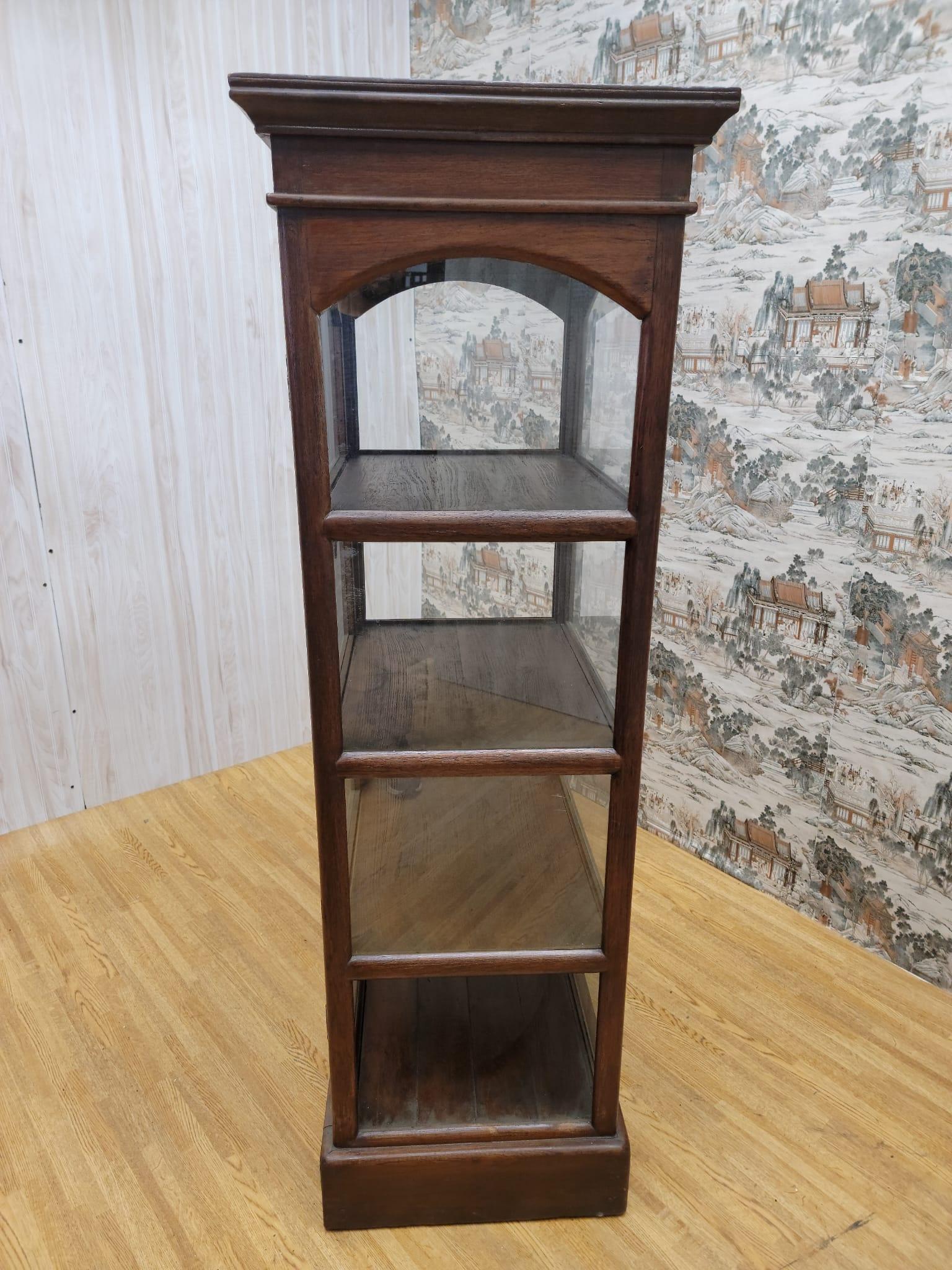 Antique Thai British Colonial Wood and Glass Display Case 6