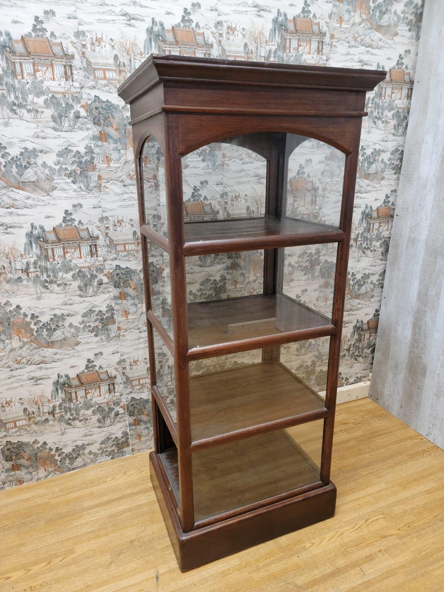 Antique Thai British Colonial Wood and Glass Display Case 7