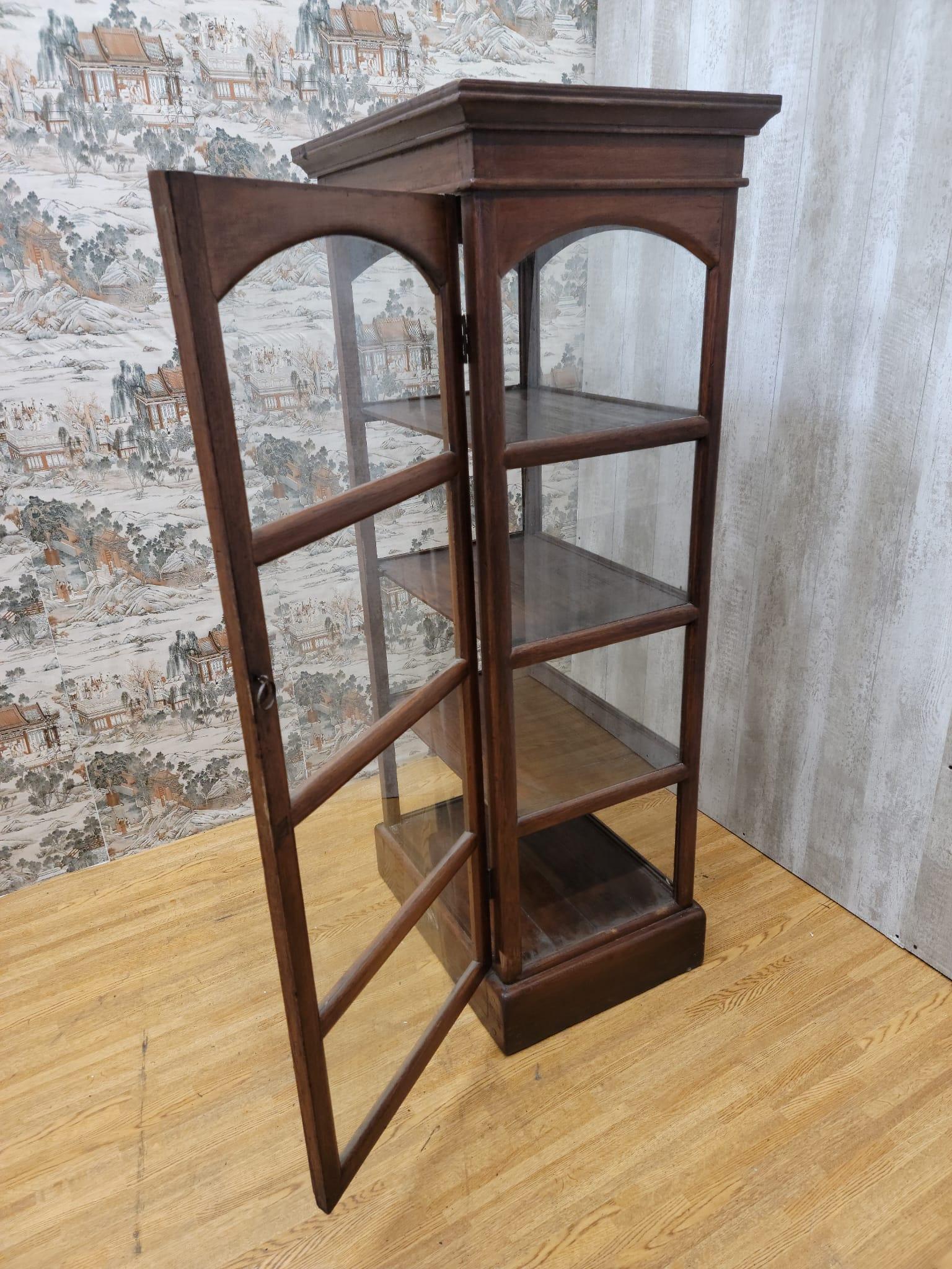 Antique Thai British Colonial Wood and Glass Display Case 8